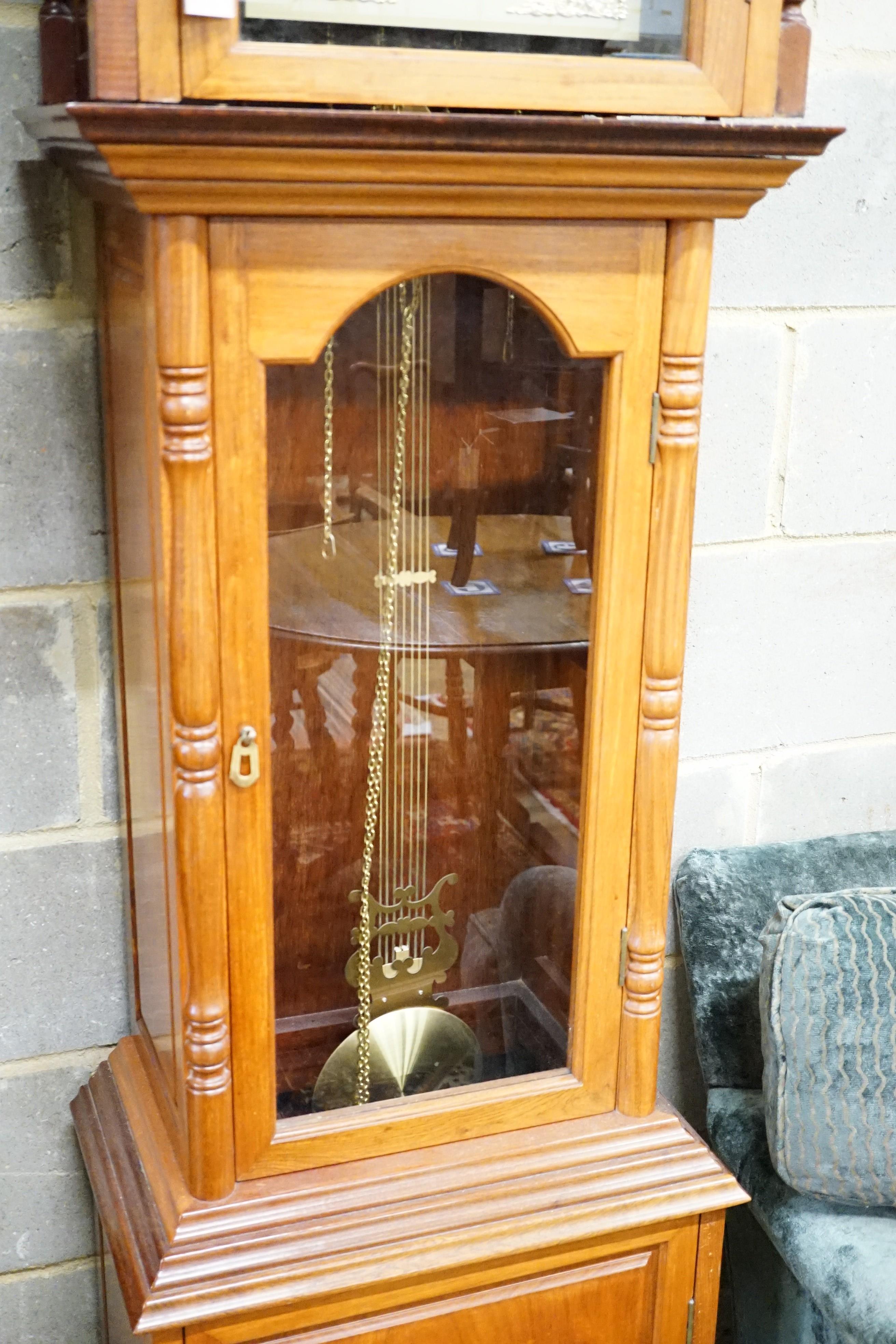 A Moathe padouk cased eight day longcase clock, height 220cm